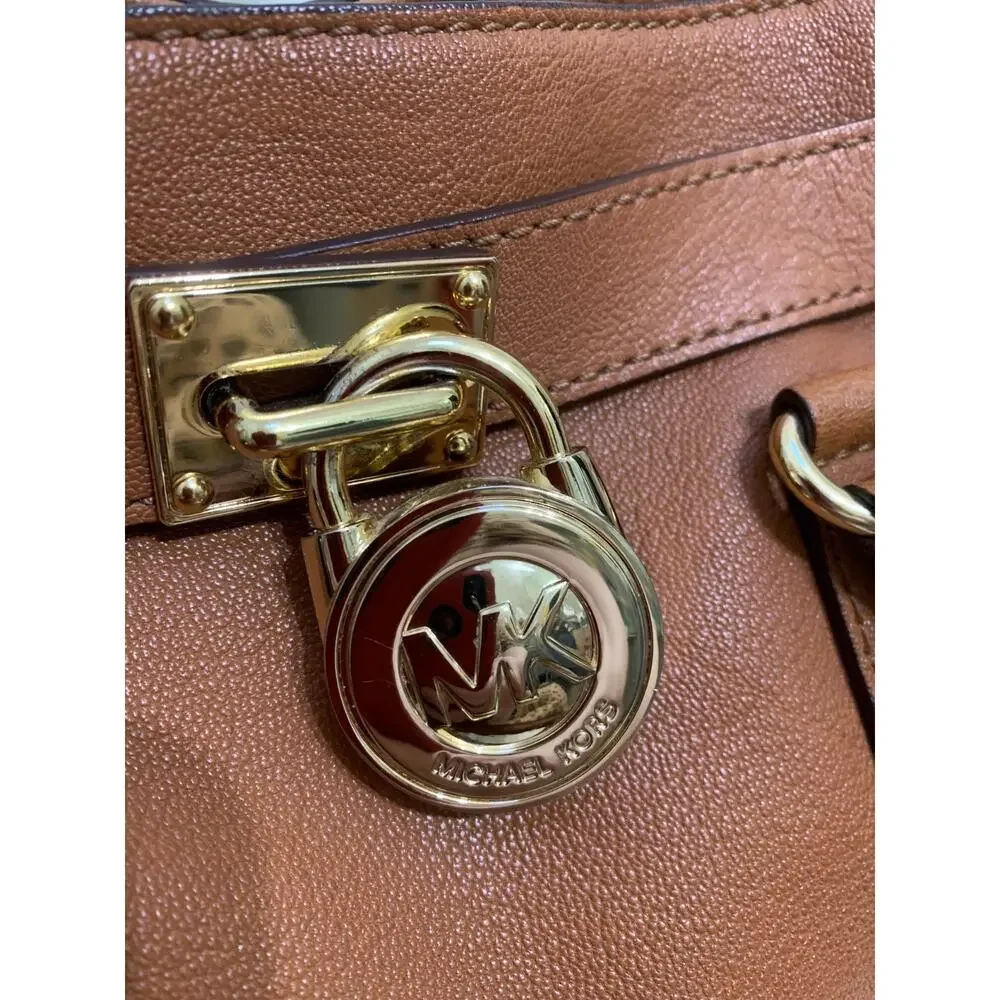 MICHAEL KORS Luggage Tan Pebbled Leather Vintage HAMILTON Lock Satchel - MINT!